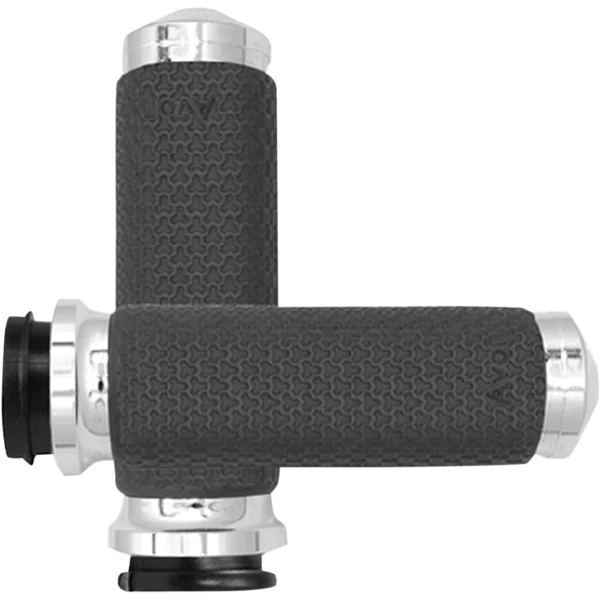 Avon Round Memory Foam Grips for Harley Electronic Throttle - Chrome - Image 3