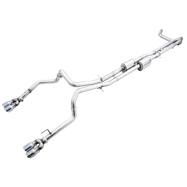 AWE 0FG 3" Cat-Back Exhaust System w/ 4" Quad Chrome Silver Tips, Split Rear Exit2019-2026 Silverado & GMC Sierra 1500 6.2L