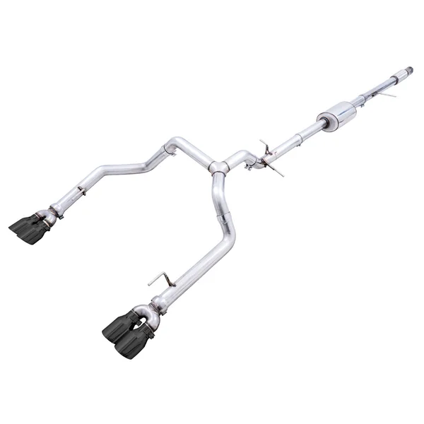 AWE 0FG 3" Cat-Back Exhaust System w/ Quad 4" Diamond Black Tips, Split Rear Exit2019-2026 Silverado & GMC Sierra 1500 5.3L - Image 2