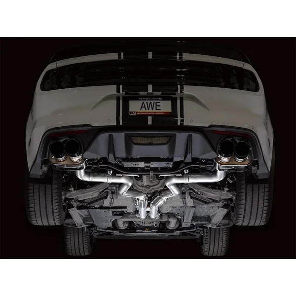 AWE SwitchPath 3" Cat-Back Exhaust System w/4" Quad Diamond Black Tips2018-2023 Ford Mustang GT - Image 6