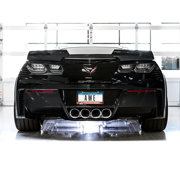 AWE Track Edition 3" Axle-Back Exhaust System w/ 4.5" Quad Chrome Silver Tips2014-2019 C7 Corvette - Image 6