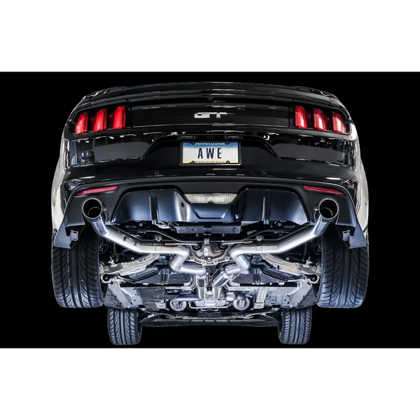 AWE Track Edition 3" Cat-Back Exhaust System w/4" Dual Chrome Tips2015-2017 Ford Mustang GT - Image 2