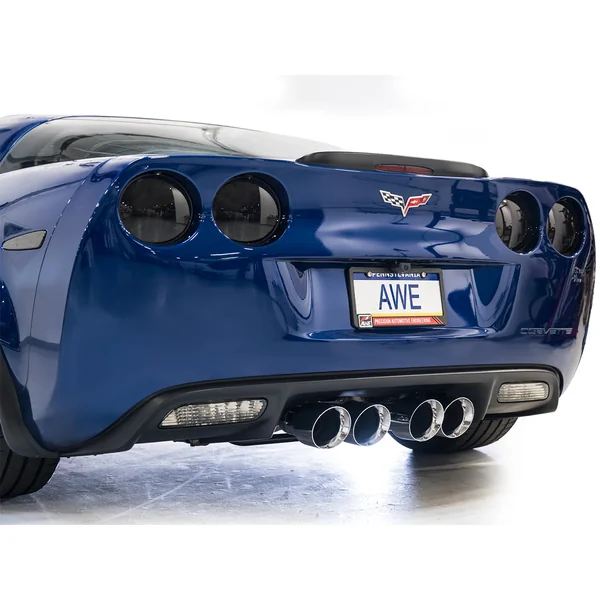 AWE Track Edition Axle-Back Exhaust w/ 4.5" Quad Chrome Silver Tips2006-2013 C6 Corvette Z06 & ZR1 - Image 6