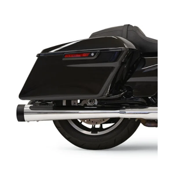Bassani 4" DNT Megaphone Mufflers w/ Accoustically Tuned Baffle for 2017-2023 Harley Touring - Chrome/ Black Caps