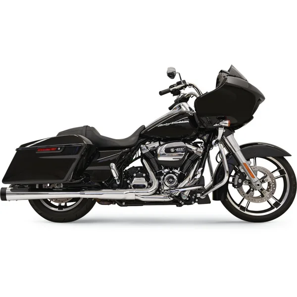 Bassani 4" DNT Megaphone Mufflers w/ Accoustically Tuned Baffle for 2017-2023 Harley Touring - Chrome/ Black Caps - Image 2