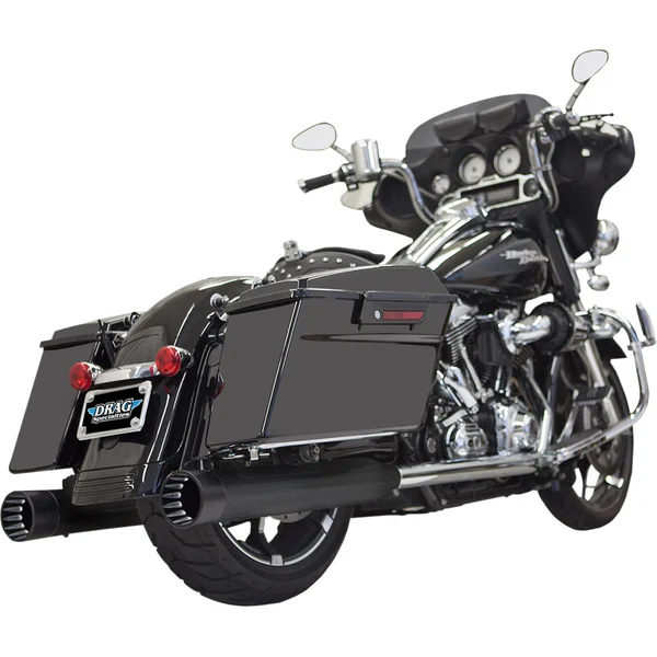 Bassani 4" DNT Straight Can Mufflers w/ Acoustically Tuned Baffle for 1995-2016 Harley Touring - Black/Black Cap