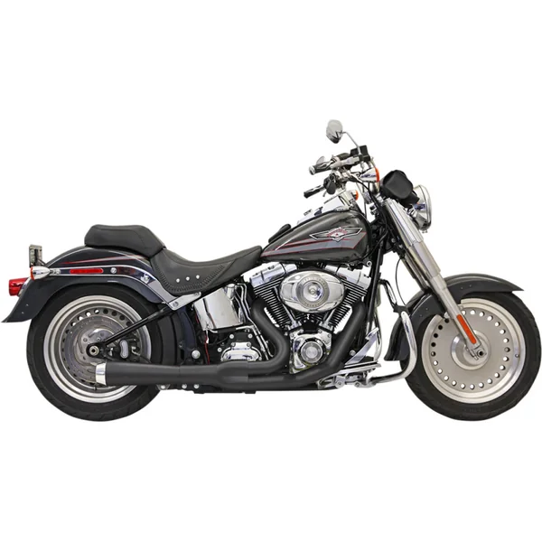 Bassani Black Short Road Rage 2-1 Exhaust System for 1986-2017 Harley Softail - Black