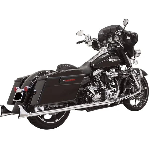 Bassani Chrome 2-1/4" Fishtail 33" Slip-On Mufflers for 1995-2016 Harley Touring - With Baffle - Image 2