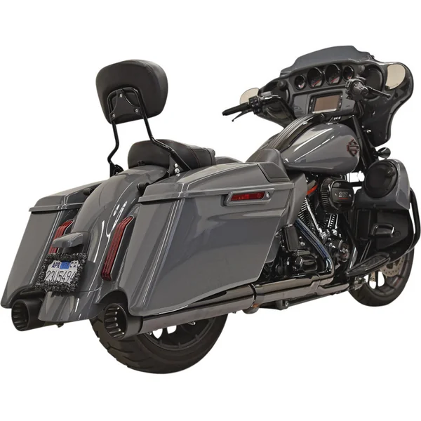 Bassani CVO 4" DNT Exhaust Mufflers for 2017-2023 Harley CVO - Chrome/ Black Caps