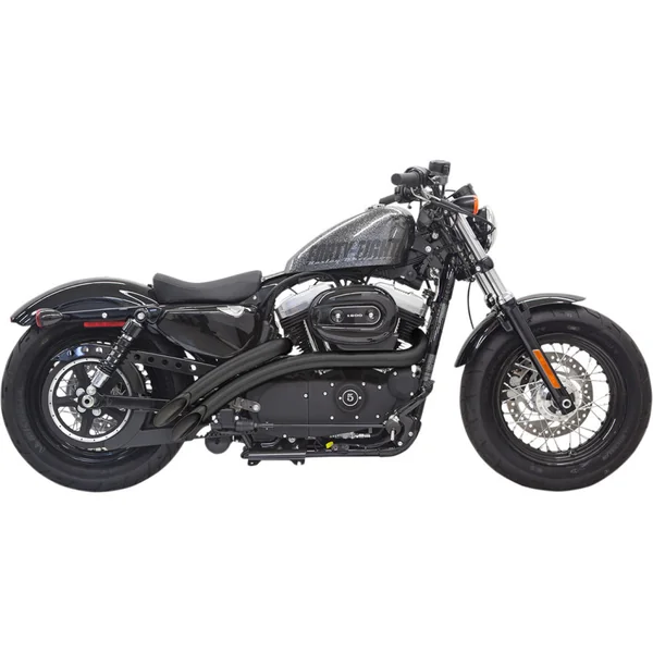 Bassani Radial Sweepers Exhaust for 2014-2022 Harley Sportster - Black with Black Shields