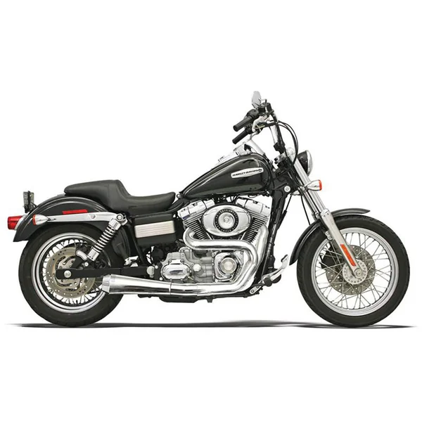 Bassani Road Rage 2-Into-1 Exhaust for 1991-2017 Harley Dyna - Chrome - Image 2