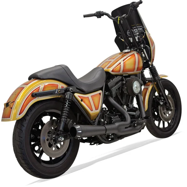 Bassani Short Road Rage Exhaust for Harley FXR - Black - Image 2