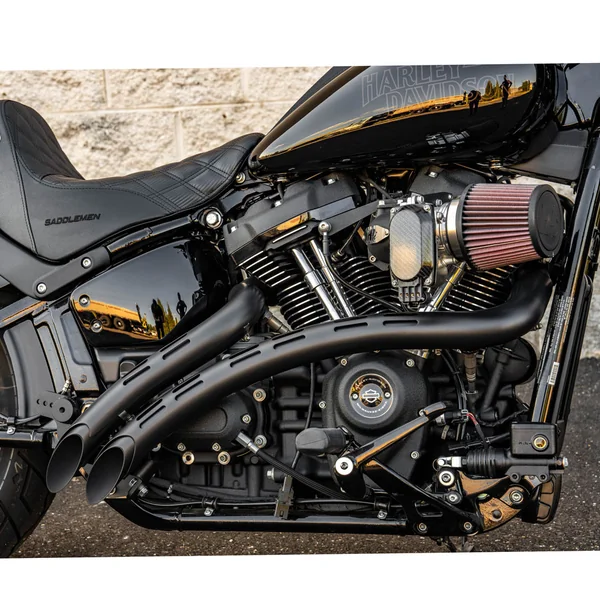 Bassani Sweeper Radius Exhaust for 2018-2026 Harley Softails - Black with Slotted Shields - Image 5