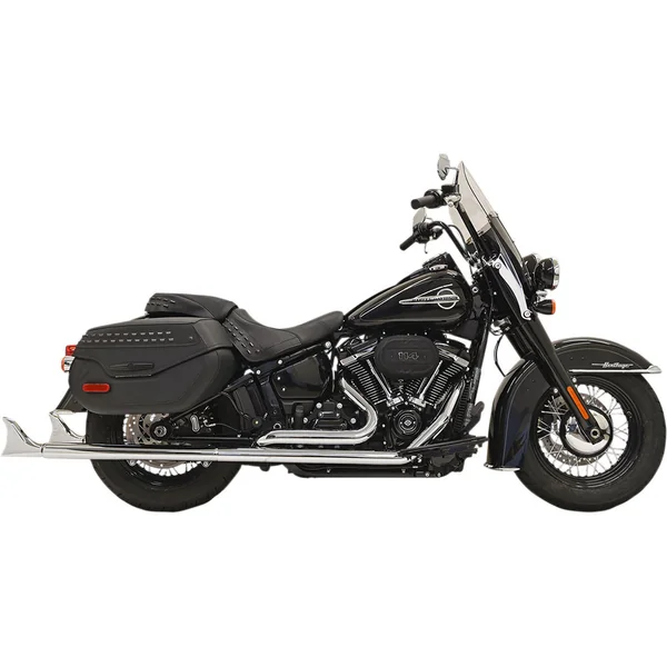 Bassani True Duals with 2-1/4" Fishtail Mufflers for 2018-2023 Harley Softails - Chrome