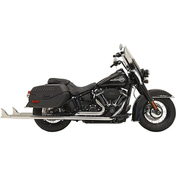 Bassani True Duals with 2-1/4" Fishtail Mufflers for 2018-2023 Harley Softails - Chrome - Image 2