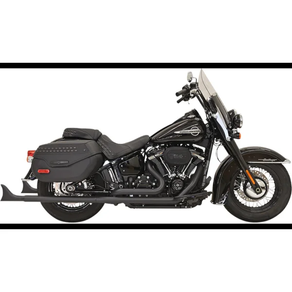 Bassani Xhaust® Black Fishtail True Dual Mufflers without Baffles - 33" Length for 2018-Up Harley Softail FLHC FLDE Heritage Classic & Deluxe - Made in USA