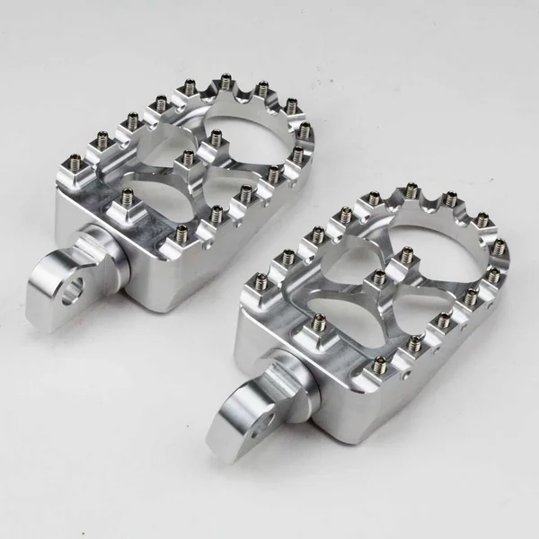Billet Aluminum MX Style Driver or Passenger Foot Pegs with Male Clevis Mount for Harleys and other models - Sold As Pair - Anodized Silver - Image 3