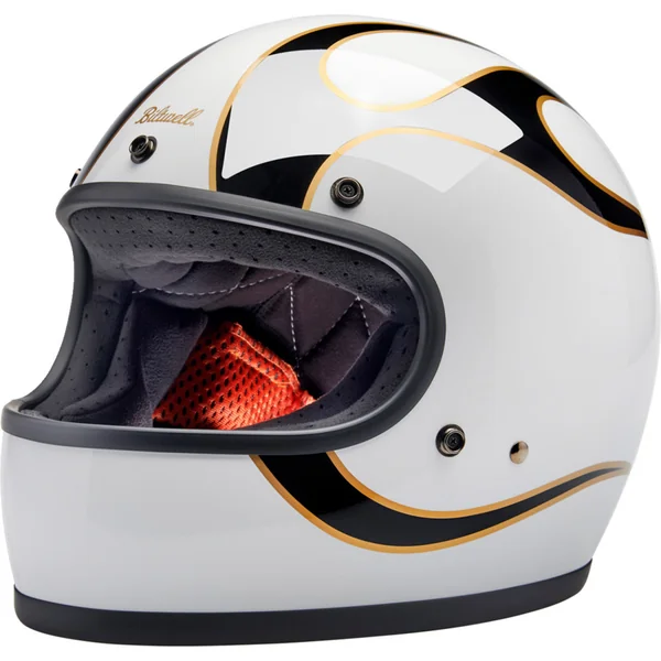 Biltwell Gringo DOT Helmet - White/Black Flame