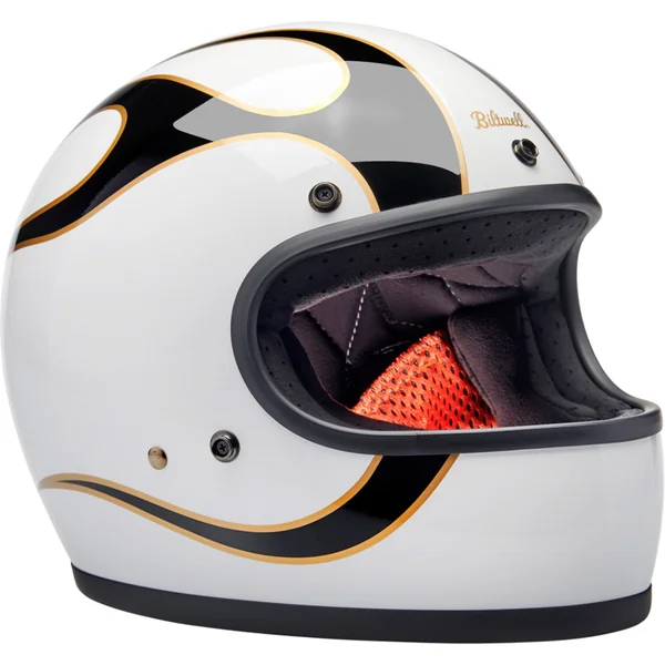 Biltwell Gringo DOT Helmet - White/Black Flame - Image 7