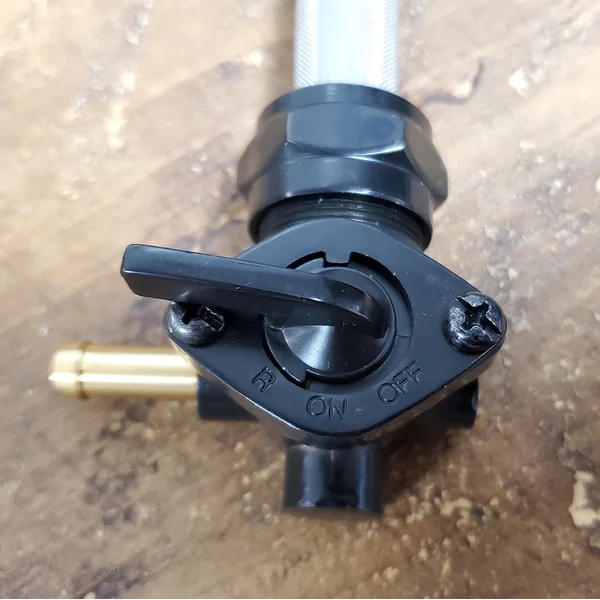 BLACK 22MM Petcock with LEFT FACING 90 Degree Fuel Outlet - 1/4” ID Fuel Hose - Fits 1975-2006 Carbureted Harley Davidsons - Replaces HD# 62168-81 - Image 2