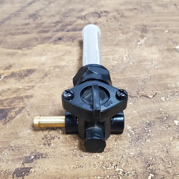 BLACK 22MM Petcock with LEFT FACING 90 Degree Fuel Outlet - 1/4” ID Fuel Hose - Fits 1975-2006 Carbureted Harley Davidsons - Replaces HD# 62168-81 - Image 3