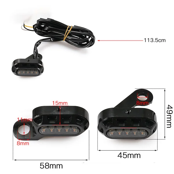 Black LED Motorcycle Handlebar Turning Light handle bar end light Universal Motorbike LED - Image 2