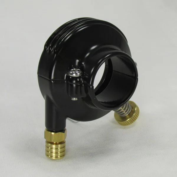 Black "Old School" Style Throttle Housing for 1" Harley Handlebars & Custom Applications with A Single 1/4"-20 Threaded Throttle Cable - Black with Brass Hardware - Image 2