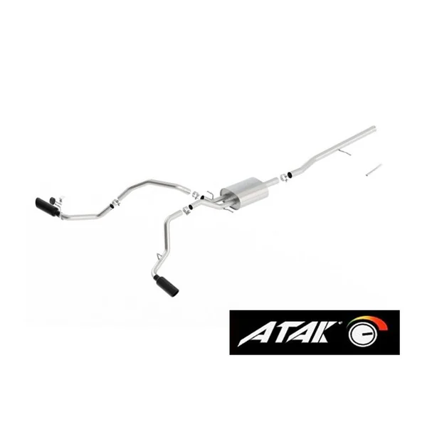 Borla 2.75" ATAK Cat-Back Single Exhaust w/ Dual Side Exit, 4" Black Chrome Tips2014-2018 Silverado & GMC Sierra 1500 5.3L Extended Cab Standard Bed, Crew Cab Short Bed