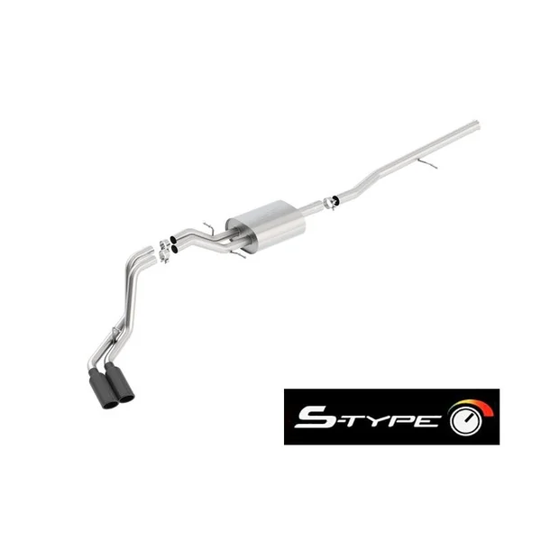 Borla 2.75" S-Type Cat-Back Single Exhaust w/ Single Side Exit, 4" Dual Black Chrome Long Tips2014-2018 Silverado & GMC Sierra 1500 5.3L Extended Cab Standard Bed, Crew Cab Short Bed
