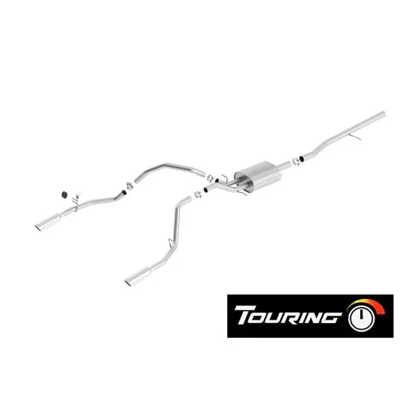 Borla 2.75" Touring Cat-Back Single Exhaust w/ Dual Rear Exit, 4" Polished Tips2014-2018 Silverado & GMC Sierra 1500 5.3L Extended Cab Standard Bed, Crew Cab Short Bed