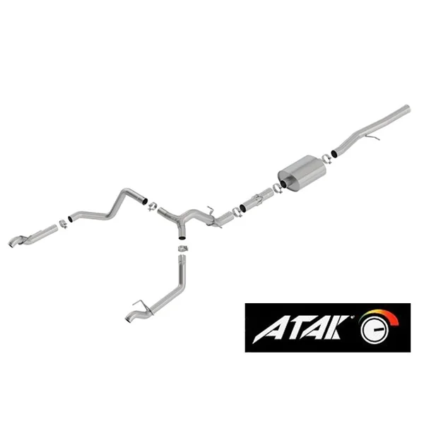 Borla 3.5" ATAK Cat-Back Single Exhaust w/ Factory Rear Exit, Reuse Factory Tips2019-2026 Silverado & GMC Sierra 1500 6.2L Extended Cab Standard Bed, Crew Cab Short Bed
