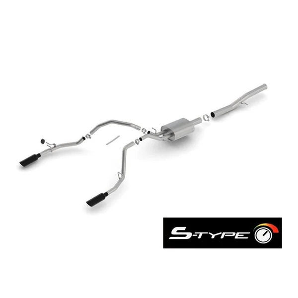Borla 3.5" S-Type Cat-Back Single Exhaust w/ Dual Rear Exit, 4" Black Chrome Tips2014-2018 Silverado & GMC Sierra 1500 6.2L Extended Cab Standard Bed, Crew Cab Short Bed