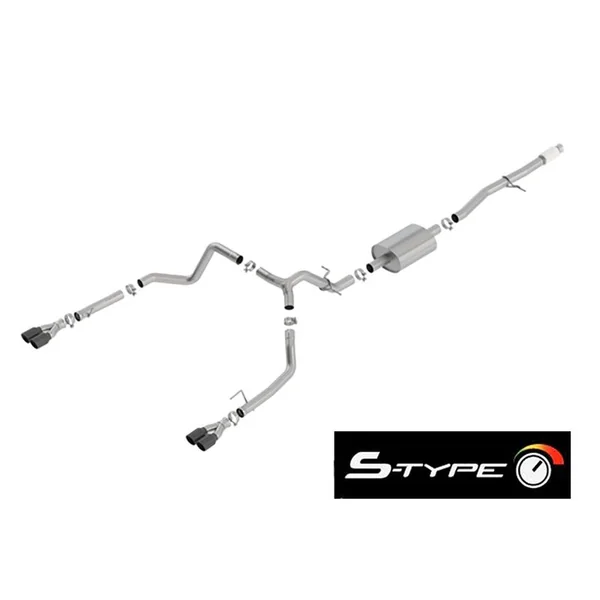 Borla 3" S-Type Cat-Back Single Exhaust w/ Factory Rear Exit, 3.5" Black Chrome Tips2019-2026 Silverado & GMC Sierra 1500 5.3L