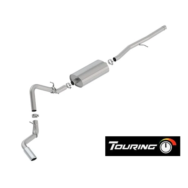 Borla 3" Touring Cat-Back Single Exhaust w/ Factory Side Exit, 4" Chrome Tip2019-2026 Silverado & GMC Sierra 1500 4.3L, 5.3L