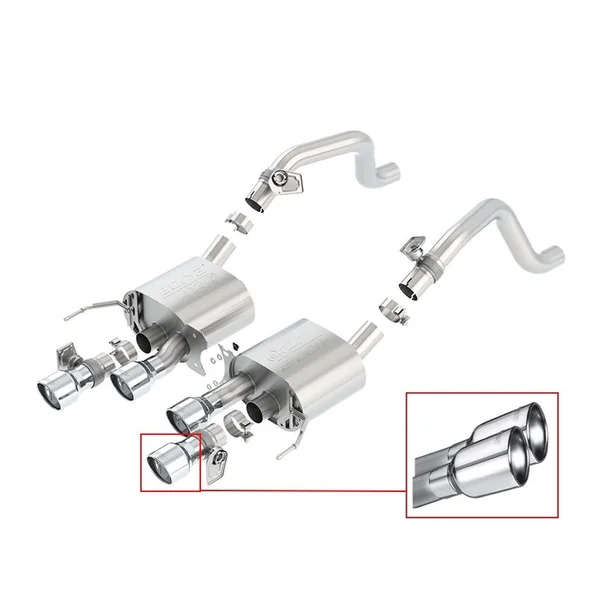 Borla ATAK 2.75" Axle-Back Exhaust System w/ 4.25" Quad Polished Tips2014-2019 C7 Corvette, Grand Sport Automatic w/ AFM & NPP Valves