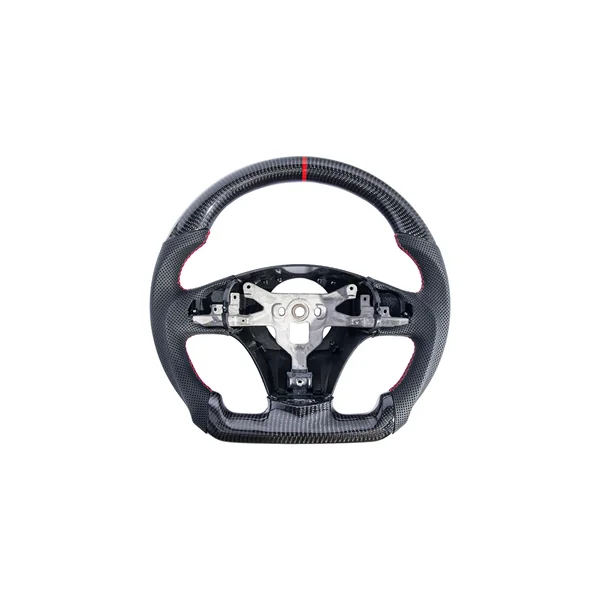 C6 Corvette Carbon Fiber Steering Wheel w/o Button Cover, Black Perforated Leather Grips2005-2013 Corvette