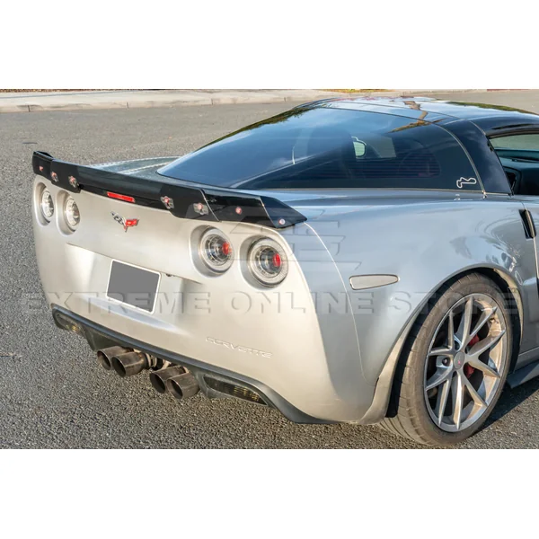 C6 Corvette Rear Trunk Spoiler Wing Extension, Carbon Flash w/ Dark Tinted Wickerbill2005-2013 C6 Corvette - Image 3