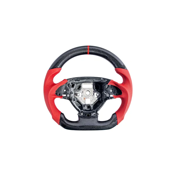 C7 Corvette Carbon Fiber Steering Wheel w/o Button Cover, Red Perforated Leather Grips2014-2019 Corvette
