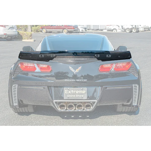 C7 Corvette Stage 3 Rear Spoiler w/ Winglets & Light Tinted Wickerbill Extension, Carbon Fiber2014-2019 Corvette C7 Z06 & Grand Sport