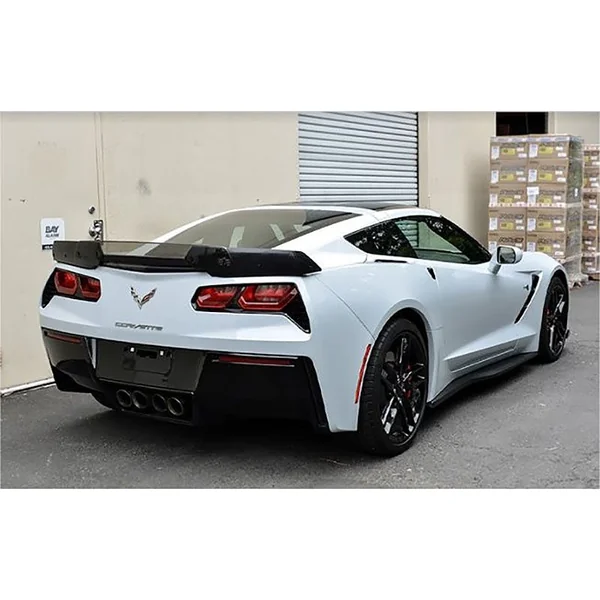 C7 Corvette Z07 Stage 3 Rear Spoiler w/ Light Tinted Wickerbill Extension, Unpainted Winglets2014-2019 C7 Corvette Non-ZR1 - Image 4