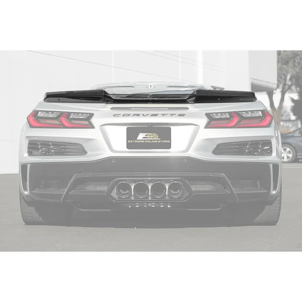 C8 Corvette Rear Spoiler w/ Extended Light Tinted Wicker Bill, Carbon Fiber2023-2026 Corvette Z06 & E-Ray