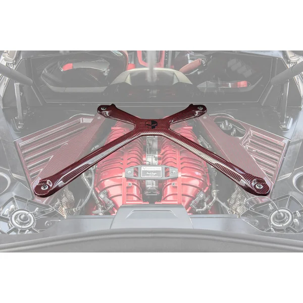 C8 Corvette X-Brace w/ Jake Skull Logo. Red Carbon Fiber2020-2026 C8 Corvette Coupe