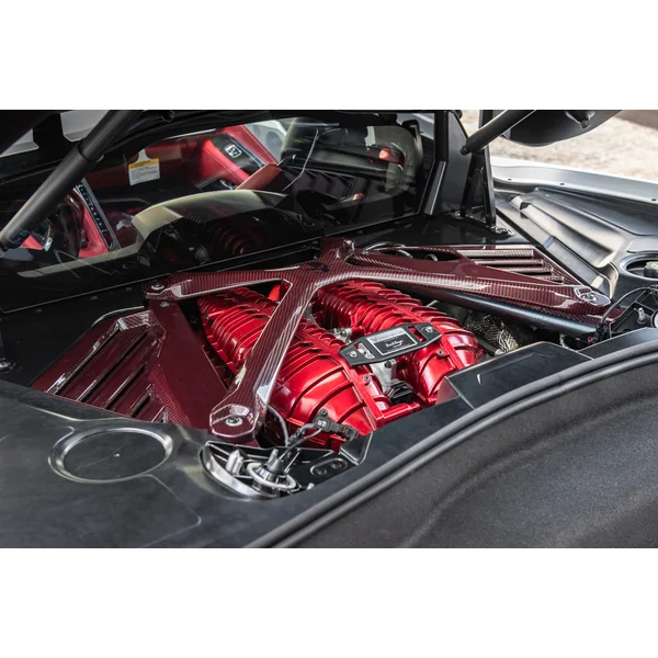 C8 Corvette X-Brace w/ Jake Skull Logo. Red Carbon Fiber2020-2026 C8 Corvette Coupe - Image 3