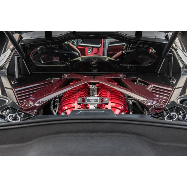 C8 Corvette X-Brace w/ Jake Skull Logo. Red Carbon Fiber2020-2026 C8 Corvette Coupe - Image 5