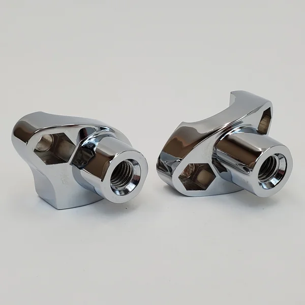 Chrome 1-3/4” Lower Riser Clamps for 1974-Up Harley Narrow Glide FX, FXR, Dyna FXD & Sportster XL Models - Threaded for 1/2-13 Mounting Bolts - Replaces HD# 56116-82A & 56117-82A - Image 4