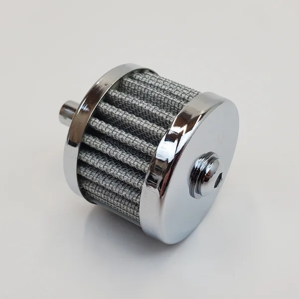 Chrome 2" OD Crankcase Breather Filter Kit for Harley Touring Electra Glide, Street Glide, Road Glide, Road King, Softail, Dyna, FXR & Sportster Models with 3/8” ID Crankcase Breather Hose