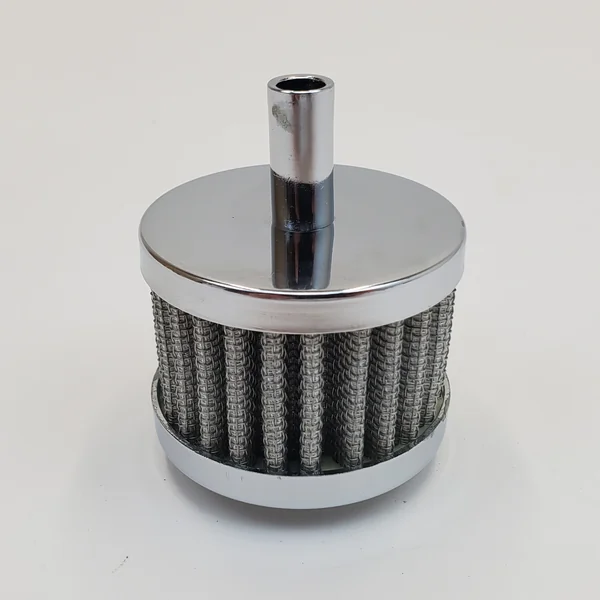 Chrome 2" OD Crankcase Breather Filter Kit for Harley Touring Electra Glide, Street Glide, Road Glide, Road King, Softail, Dyna, FXR & Sportster Models with 3/8” ID Crankcase Breather Hose - Image 4