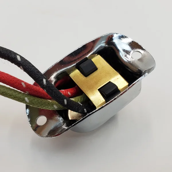 Chrome 3-Position Directional Handlebar Mounted Toggle Switch for 1950-1971 Harley FL Big Twin Models - Three Cloth-Covered Red, Green & Black Wires - Made in USA - Image 4