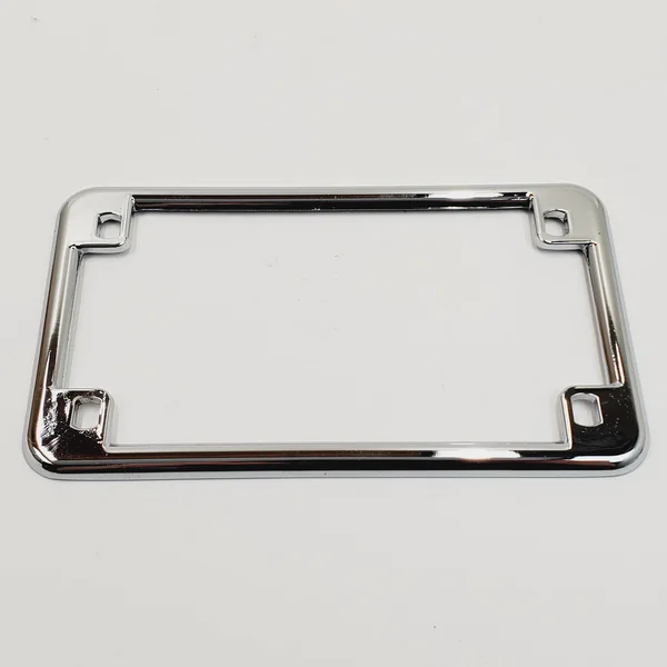 Chrome 7”x4” US Motorcycle License Plate Frame/Mount – Metal Frame, Built to Last – 7-1/4”x4-1/4” Overall Dimensions (5-3/4”x2-3/4” Center-to-Center Mounting Holes) - Image 2