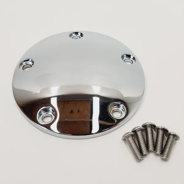 Chrome Domed 5-Hole Twin Cam Timer Cover - Fits 1999-2017 Harley Softail, Dyna, FXR & Touring Twin Cam Models – Stainless Steel Hardware Included - Replaces HD# 32679-99 – Ignition/Points Cover